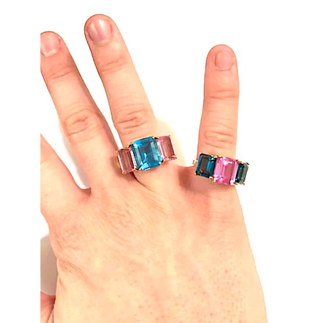 Contemporary Christina Addison Mini Yellow Gold Semi Precious Emerald Cut Ring For Sale - Image 3 of 12