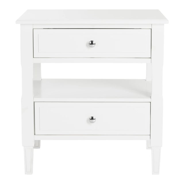 Two Drawer Nightstand in White For Sale