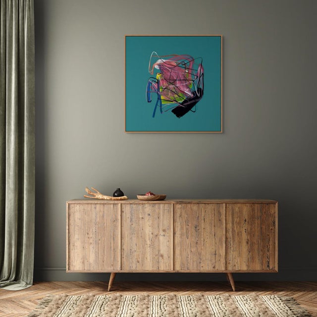 Abstract Contemporary Abstract Acrylic on Canvas Painting “Vert 1” by Frédéric Prat For Sale - Image 3 of 4