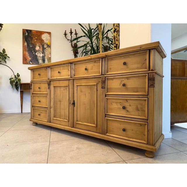 Practical 10-drawer sideboard made of reclaimed/softwood. Dimensions: height x width x depth 97 x 198 x 43 cm. Charming,...