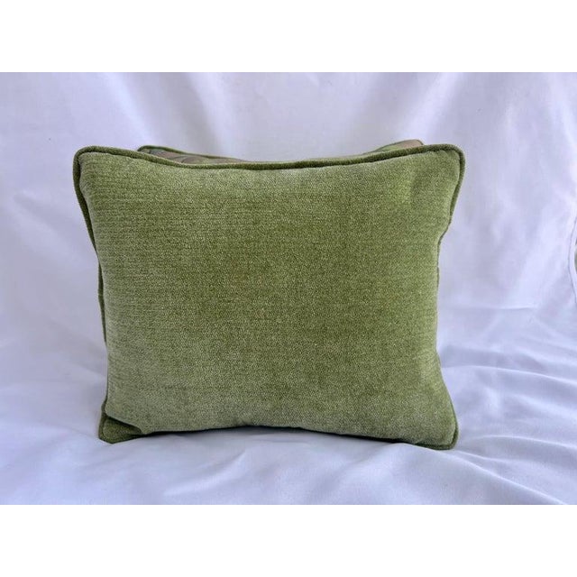 Early 21st Century Pair of Fortuny Printed Textile Pillows in Emerald and Celadon Green For Sale - Image 5 of 5