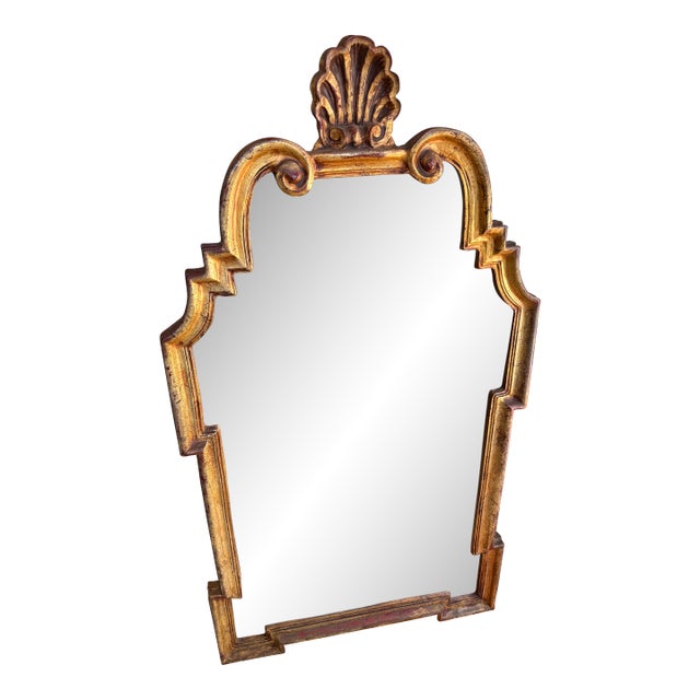 1950s Gilded Italian Large Shell Mirror For Sale