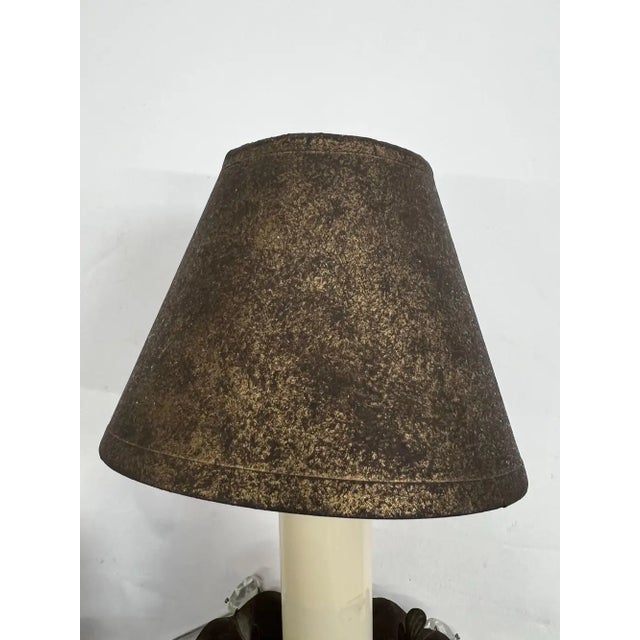 1960s French Regency Style Bronze Wall Sconces With Crystal Drops and Shades, a Pair For Sale In New York - Image 6 of 13