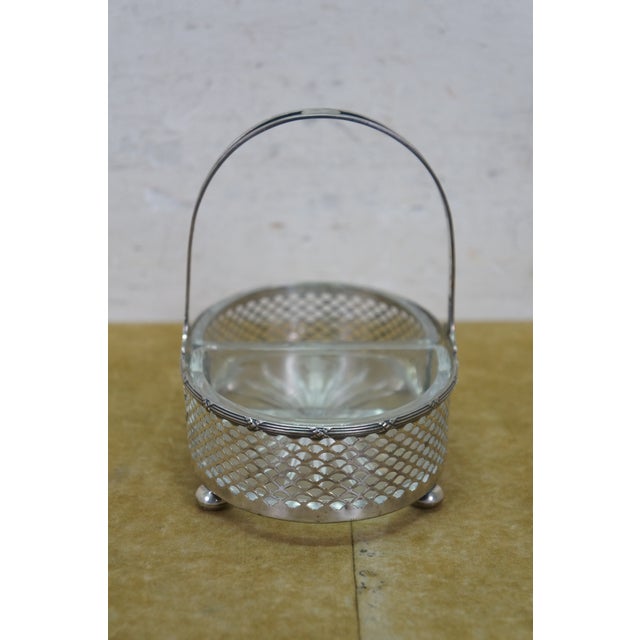 Metal Antique Victorian Meriden Britannia Sterling Silver Divided Basket Dish Compote For Sale - Image 7 of 17