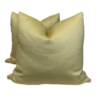 Shagreen Chenille in Lemon 22” Pillows - a Pair For Sale