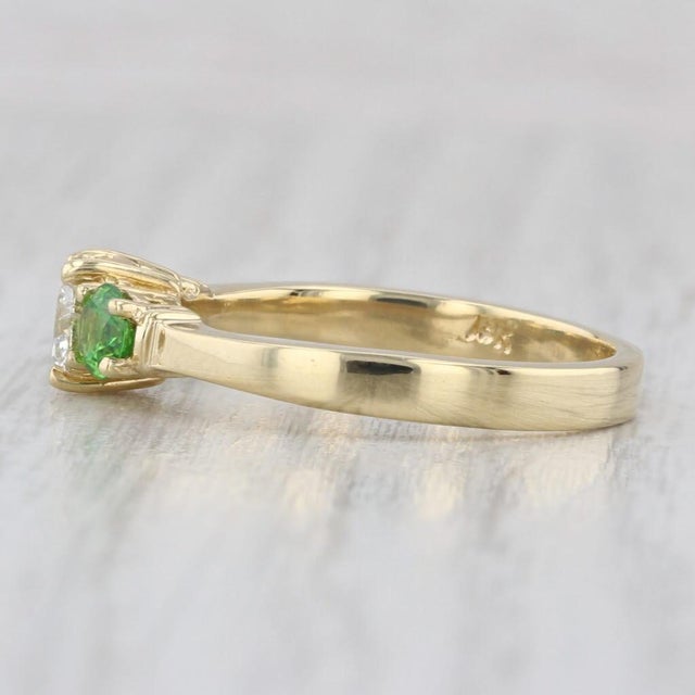 1.17ctw Diamond Green Demantoid Garnet 3-Stone Engagement Ring 18k Gold Sz 7.75 For Sale - Image 4 of 8