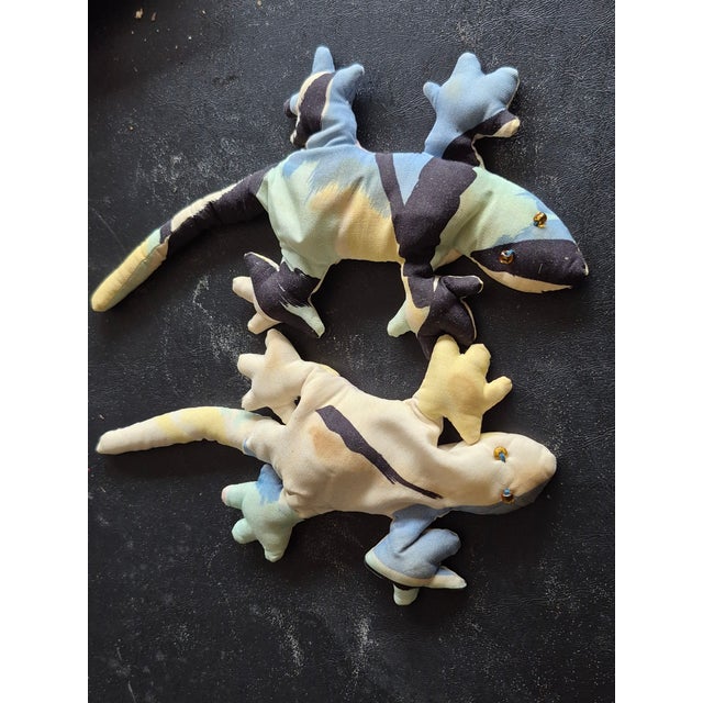 Hand Crafted Textile Treasures- Pair of 1990 Geckos For Sale - Image 13 of 18