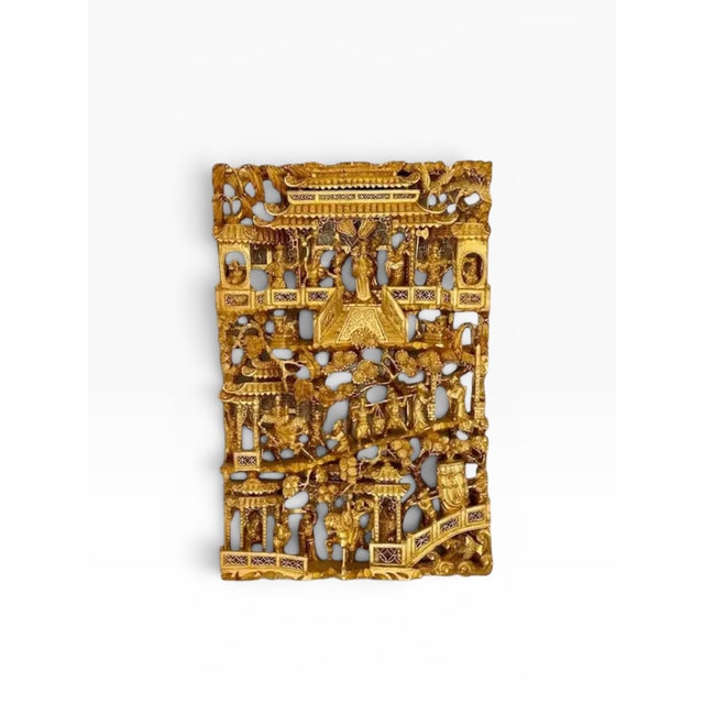 Early to Mid-20th Century Chinese Giltwood Carved Wall Panel For Sale In New York - Image 6 of 13
