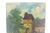 Paint Vintage Oil Painting of a Landscape With Castle Gate Unframed Small Europe For Sale - Image 7 of 8