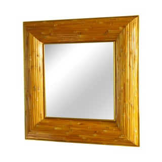 1970s Greg Copeland Op Art Bamboo and Brass Mirror For Sale