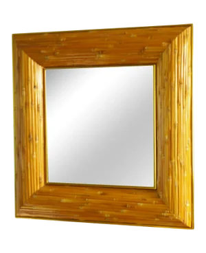 1970s Greg Copeland Op Art Bamboo and Brass Mirror