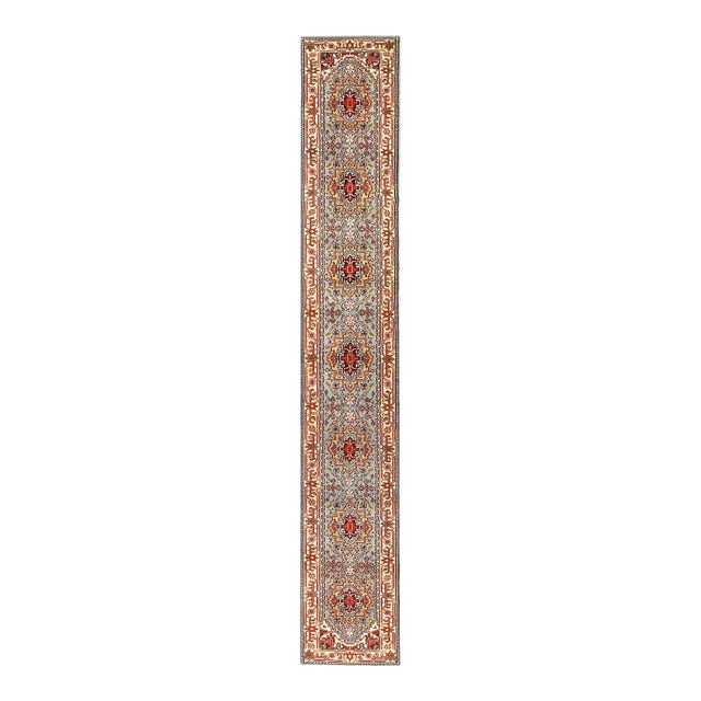 Pasargad DC Light Blue Hand Knotted Serapi Runner Rug For Sale