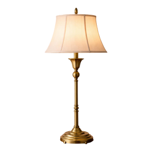 Vintage Neoclassical Brass Column Table Lamp