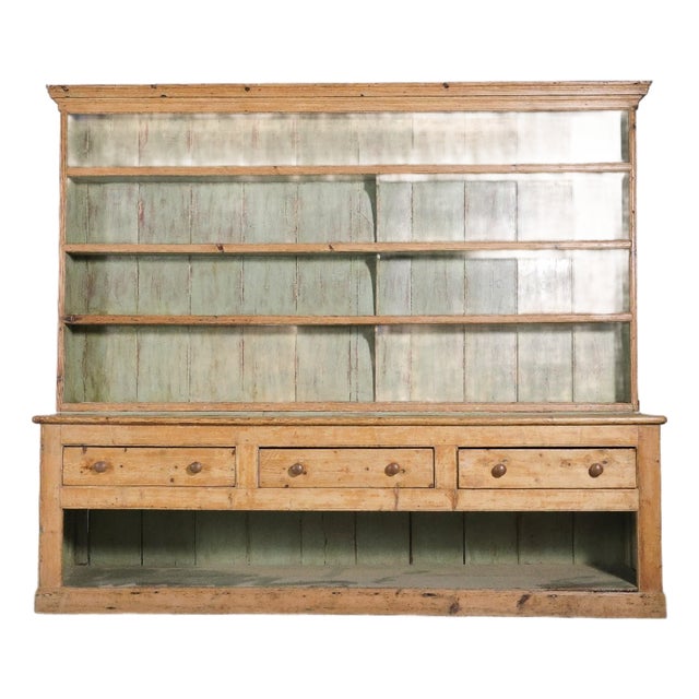 Monumental 10' Antique English Pine Country Kitchen Dresser - Circa 1870 For Sale