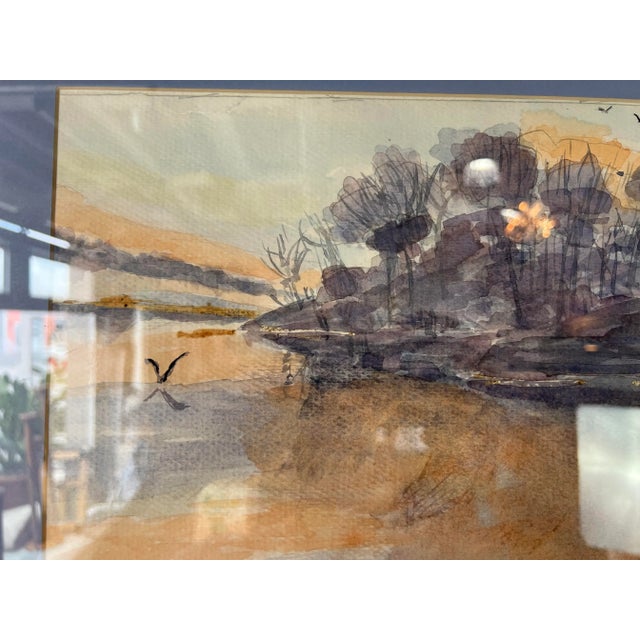 Black 1990's Sylvia Impressionist Watercolor Painting, Framed For Sale - Image 8 of 11