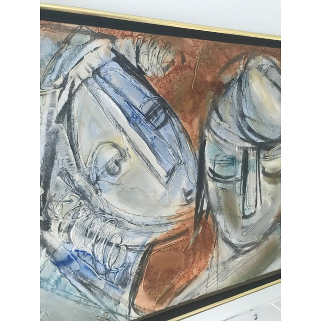 Wood Mid 20th Century Abstract Faces Impasto Oil Painting by Moshe Katz, Framed For Sale - Image 7 of 12