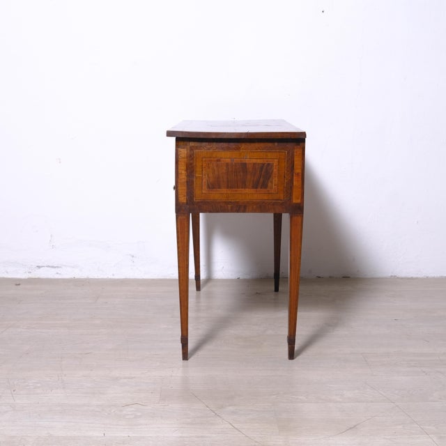 Louis XVI Style Wall-Mounted Writing Desk in Veneered and Inlaid Wood For Sale - Image 12 of 17