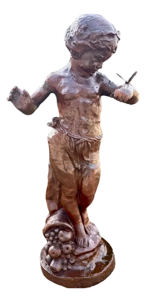 Cast Iron The Girl with the Butterfly Statue, 1980s