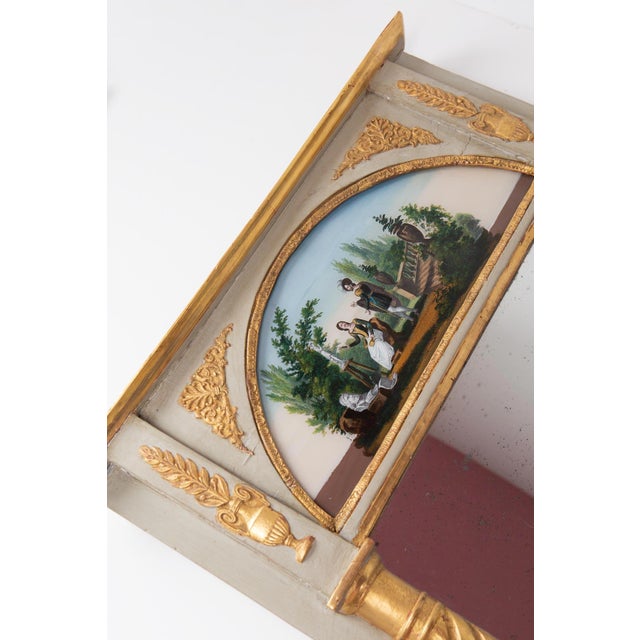 Antique French Restoration Painted Trumeau Mirror, 1830s For Sale - Image 3 of 10