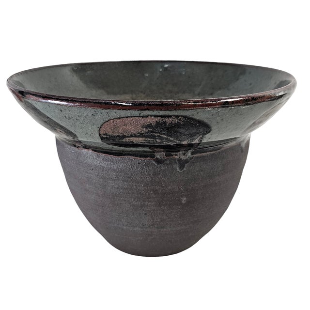 Mid 20th Century Joseph Hysong Studio Pottery Bowl California Modern Ceramic Organic Vessel 10.25" For Sale - Image 5 of 11
