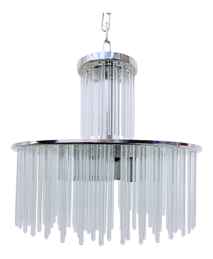 Vintage Sciolari Mid-Century Modern Chrome Plated Chandelier With Glass Rods