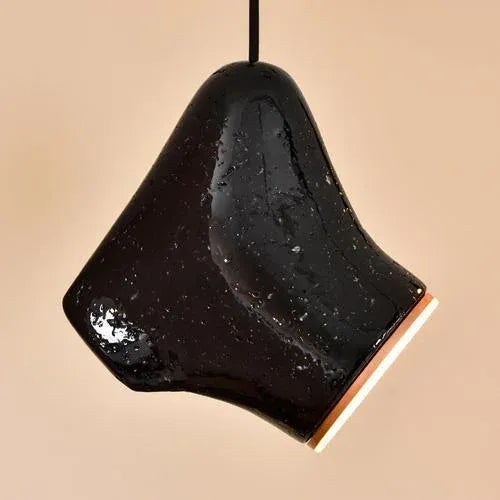 Gold Leaf and Black Metal Suspension Lamp by Manufacture XXI For Sale - Image 4 of 7