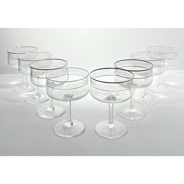 Contemporary 1970s Lenox “Moonspun” Coupe Champagne Glasses - Set of 8 For Sale - Image 3 of 6
