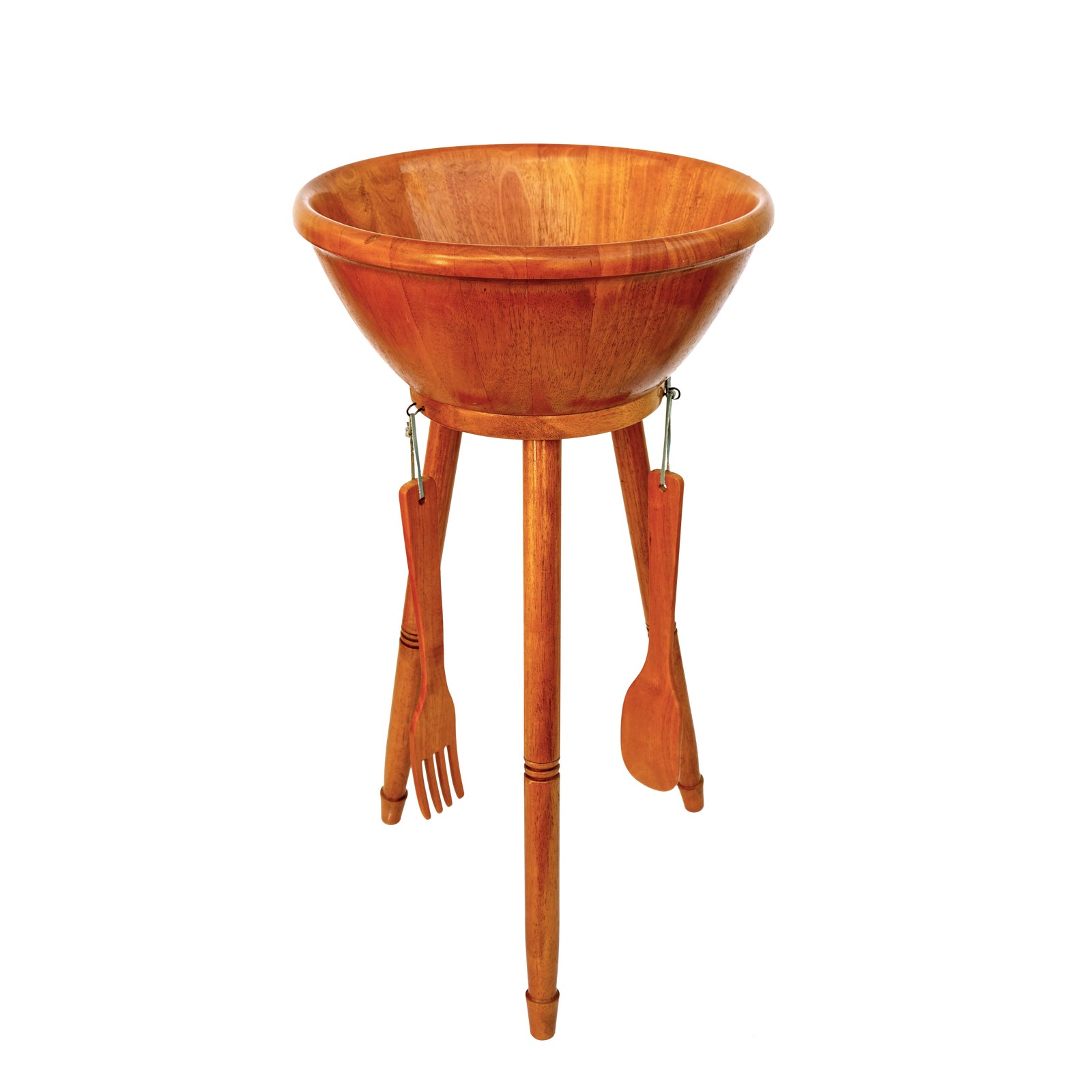 MidCentury Danish Modern Teak Freestanding Salad Bowl Stand & Utensils