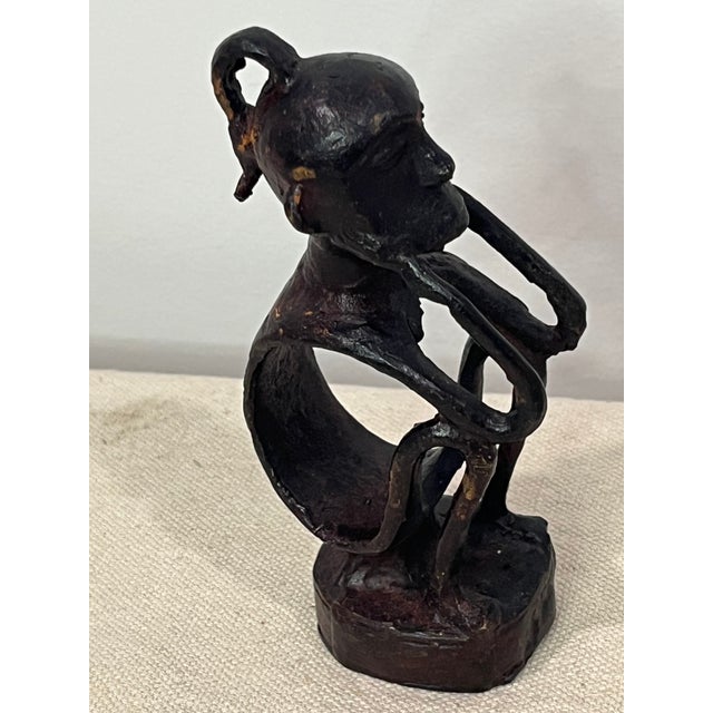 African Art Bronze Sculptures of a Sitting Figure - use as Napkin or Place Card Holders Set Of 6 Each measures 5" high and...
