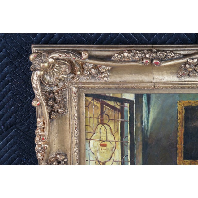 Late 20th Century The Glass of Wine Dutch Oil Painting After Johannes Vermeer Canvas Framed For Sale - Image 9 of 11