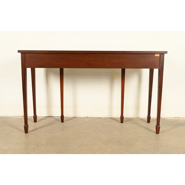 Baker Furniture Historic Charleston Federal Inlaid Mahogany Three-Drawer Console Table | Newly Refinished For Sale - Image 12 of 14