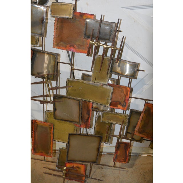 Curtis Jere Style Brutalist Metal Copper / Brass 'Nails' Abstract Wall Art Sculpture For Sale - Image 14 of 18