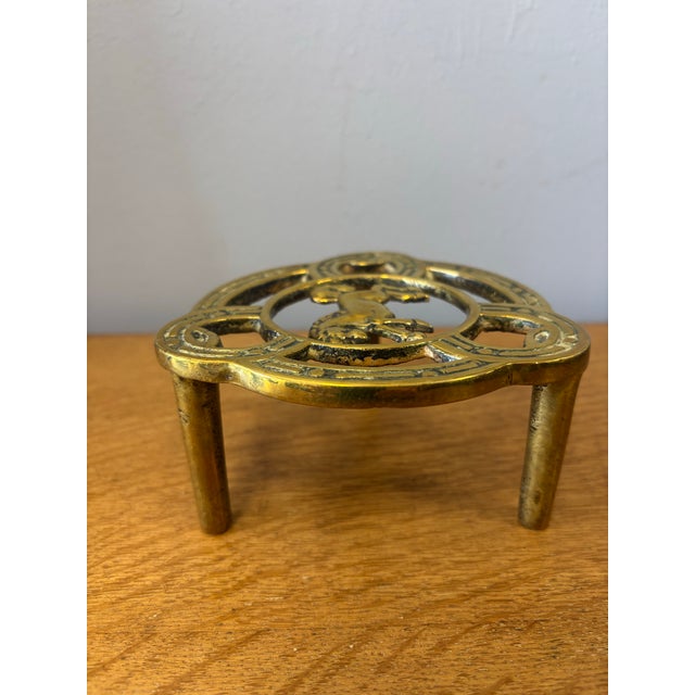 Vintage English Brass Equestrian Themed Trivet For Sale In Naples, FL - Image 6 of 7