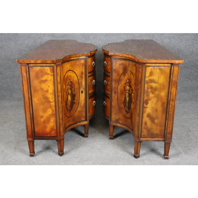 1910s Pair of Fantastic Adams Paint Decorated Satinwood Commodes Buffets For Sale In Philadelphia - Image 6 of 17