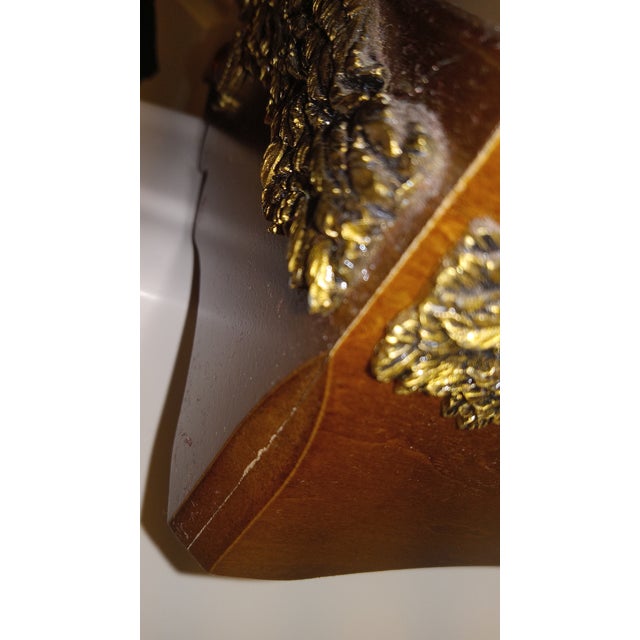 Traditional Country Elegant Parlor Piece: Solid Wood Hinged Lid, Gold Tone, Scalloped Walnut Ornamental Facial Tissue Box Napkin Holder Hotel Decor For Sale - Image 14 of 18
