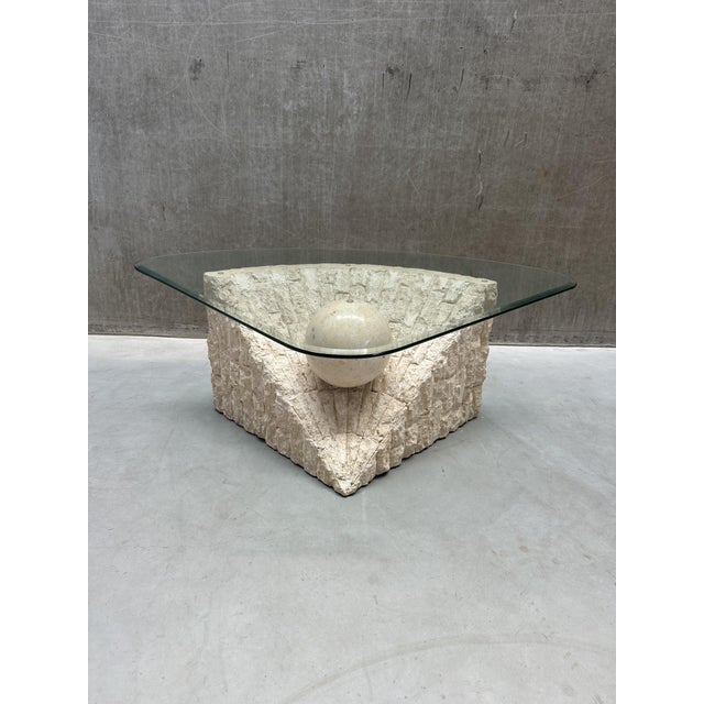 Mid-Century Modern Magnussen Ponte Coffee Table in Travertine and Mactan Stone For Sale - Image 3 of 7