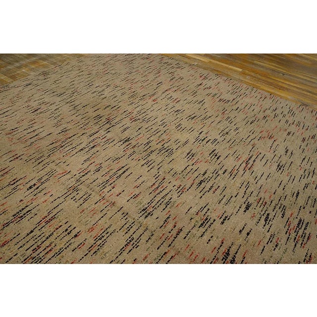 1920s 1920s Beige Abstract Modern Antique American Shaker Pile Rug 8' 6'' X 12' Woven Wool Carpet For Sale - Image 5 of 8