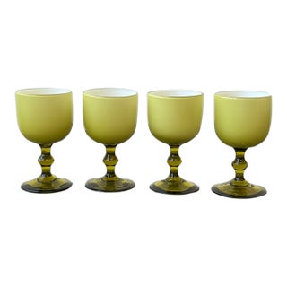 Vintage Citrine Cased Glass Stemware Set of 4 by Carlo Moretti, Circa Mid-20th Century For Sale