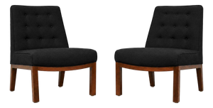 1950s Edward Wormley for Dunbar Black Walnut Slipper Lounge Chairs - A Pair