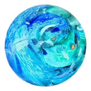 1999 Vintage Hand-Blown Art Glass Paperweight by Studio Artist Jim Karg For Sale