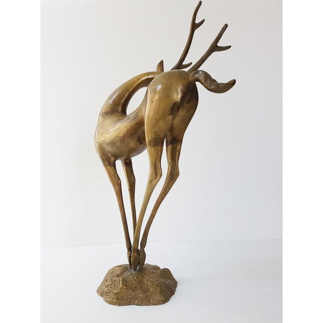 Dancing Stag, Antelope, Doe, and Fawn in Gilded Brass, 1970s For Sale - Image 6 of 11