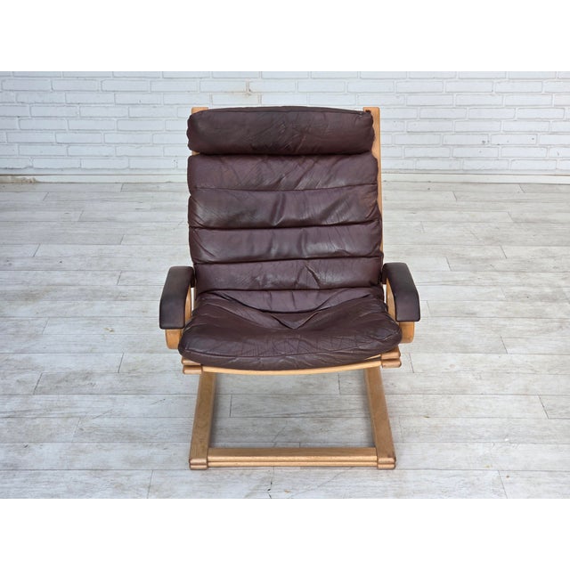 Danish Leather and Bentwood Lounge Chair by Georg Thams for Bramin, 1970s For Sale - Image 6 of 18