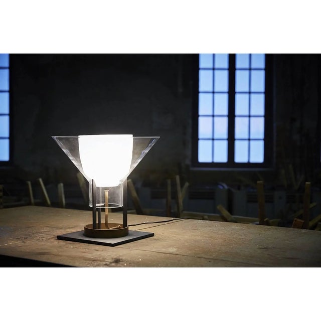 Modern Igra Carlo Moretti Contemporary Mouth Blown Murano Clear Glass Table Lamp For Sale - Image 3 of 6