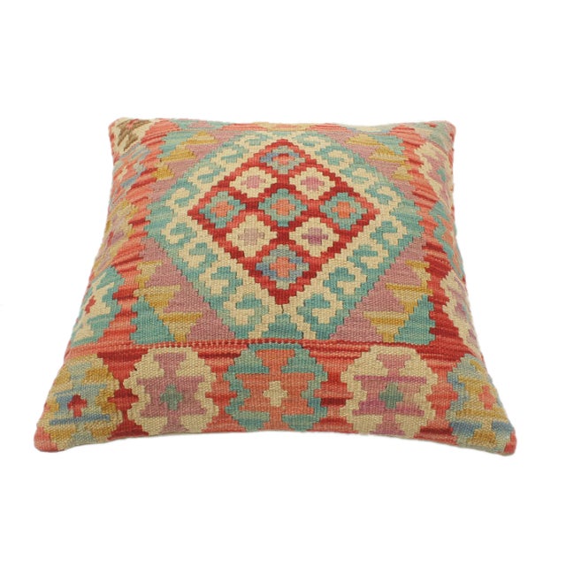 Boho Chic Turkish Townsend Hand Woven Kilim Pillow For Sale - Image 4 of 8