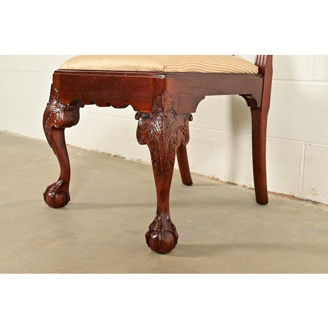 Baker Furniture Chippendale Carved Mahogany Side Chairs or Dining Chairs, Pair For Sale - Image 9 of 14