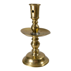 17th or 18th Century European Dutch Heemskirk Mid-Drip Brass Candlestick