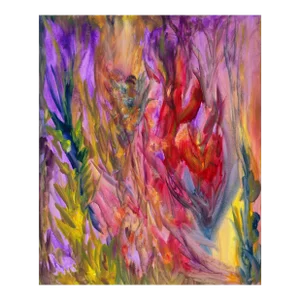 'Biomorphic Abstract in Ochre and Sapphire', American School Abstract Expressionist Oil