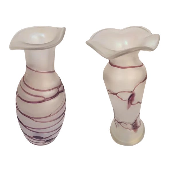 Hand Blown Bohemian Vases by Freiherr Poschinger, Set of 2 For Sale