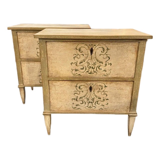 Pair of Pale Green Bed Side Tables For Sale