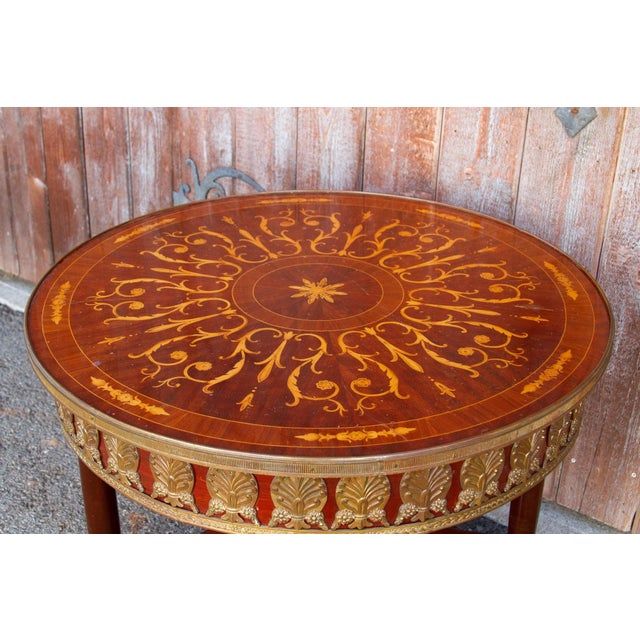 Antique French Empire Round Marquetry Table For Sale - Image 9 of 9